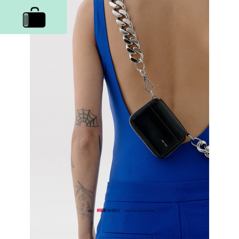 街头超酷小包包黑色单肩包粗金属链mini包卡包零钱包ins斜挎包女NEW LAKE高清大图