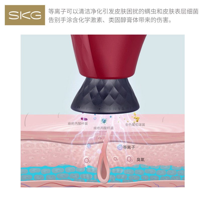 SKG 等离子嫩肤仪3627 家用脸部清洁杀菌除螨净痘控油保湿（9月30日-10月4日订单，10月5日陆续发货）