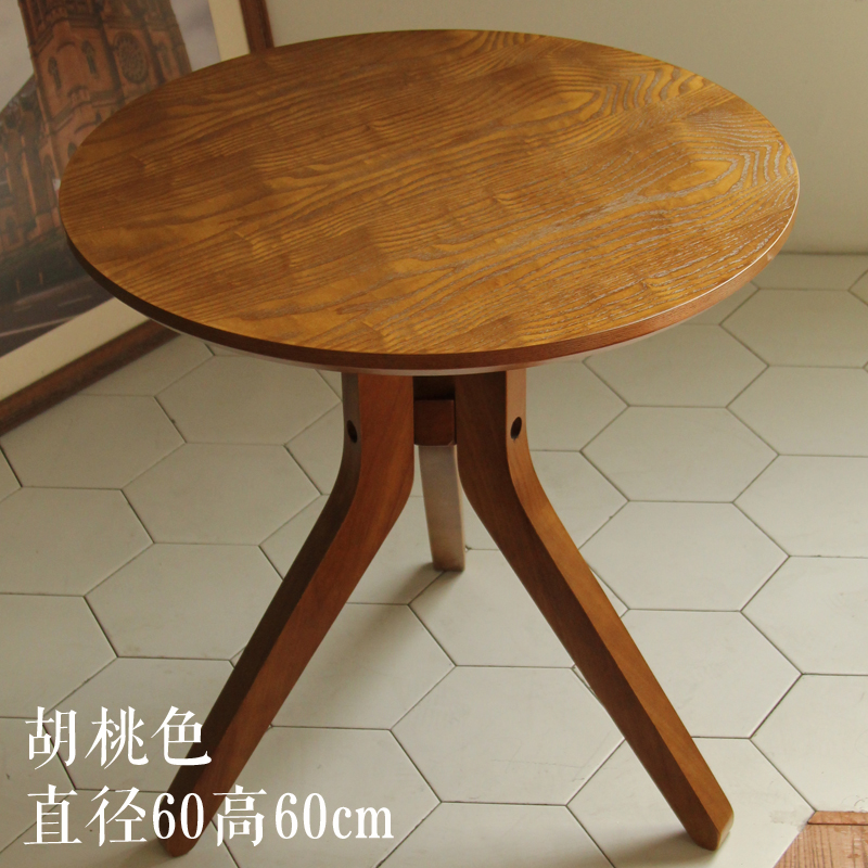 甜品奶茶店桌椅组合简约休闲休息区蛋糕店咖啡西餐厅洽谈卡座沙发_11 胡桃色三脚桌官方标配