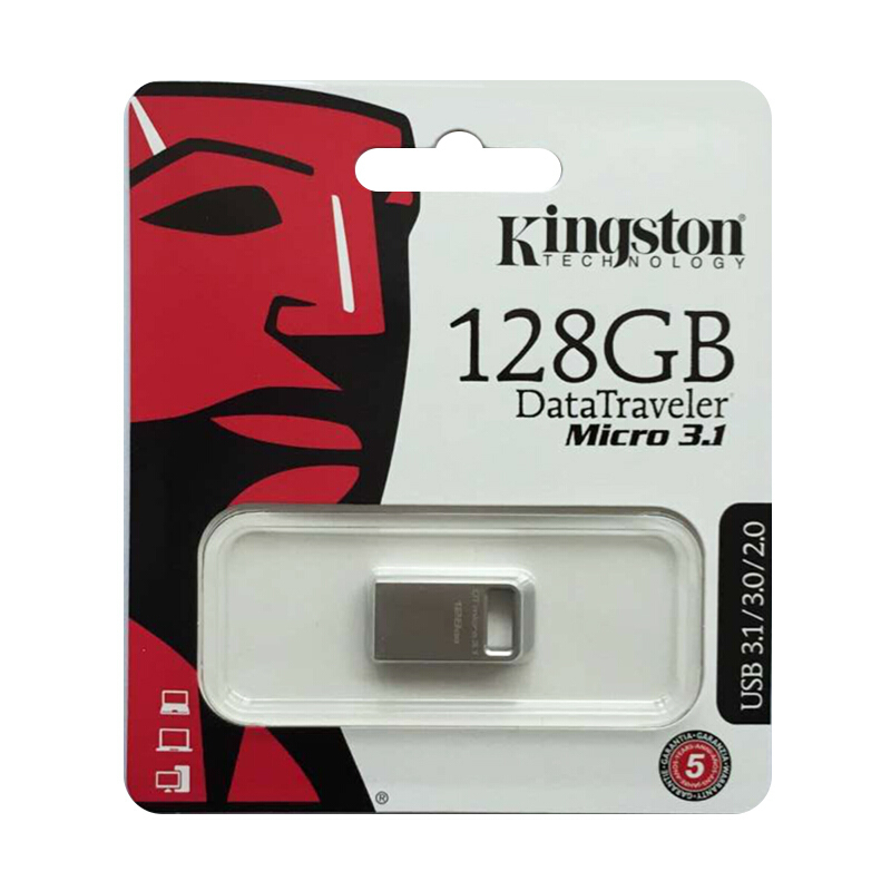金士顿(Kingston)128GB U盘 DTMC3 读速100MB/s 迷你型车载优盘USB3.1 金属银色