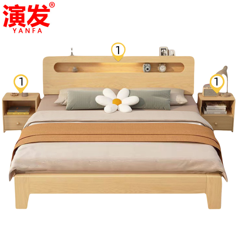 单床+床垫+2柜120*200cm 张高清大图