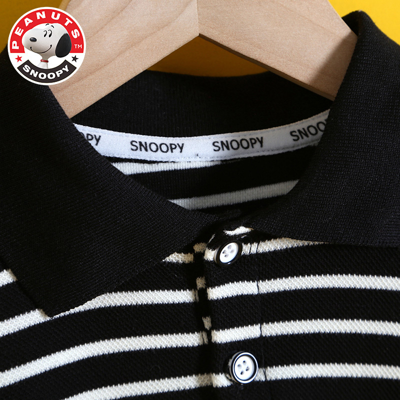史努比(SNOOPY)儿童休闲印花卫衣春款翻领童装洋气男女童宝宝条纹卡通衣服潮AG022