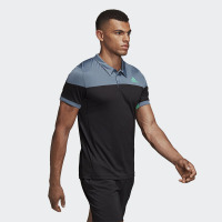 阿迪达斯 （adidas）春夏新款羽毛球短袖男女款翻领T恤休闲运动短袖针织速干透气情侣款运动短袖 男款灰蓝色翻领短袖CW