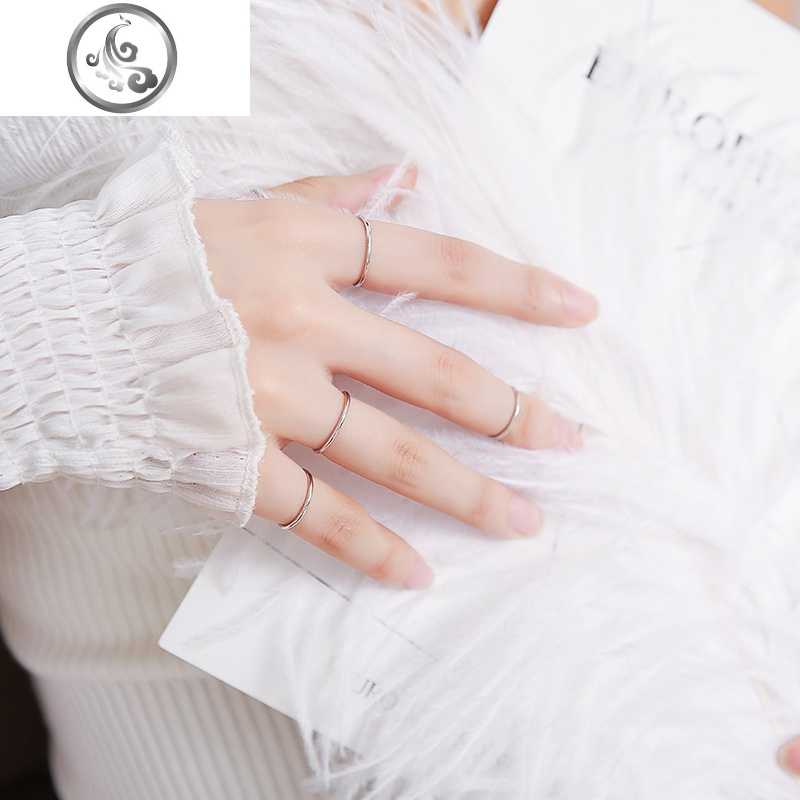 纯银戒指女关节尾戒极细款简约时尚洗手不用摘小指个性素圈指环男 JiMi