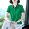 均妮品牌翻领短袖t恤女夏季2022新款韩版女士棉质上衣中年妈妈显瘦打底polo运动衫