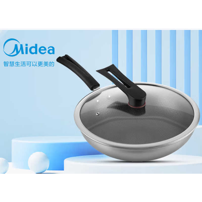 美的(Midea)二代不花芯不锈钢炒锅32cmCJ32Wok503