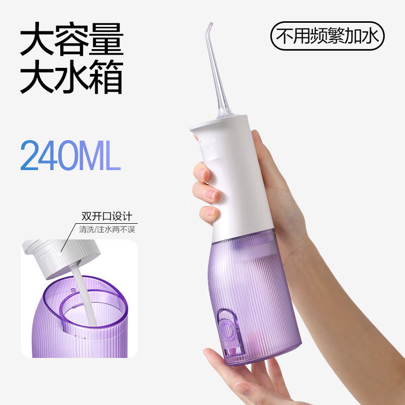 素士(SOOCAS) 电动冲牙器W3Pro紫色 小米生态链精选 超声波洗牙器水牙线防水家用便携式洁牙器生日礼物礼盒装高清大图