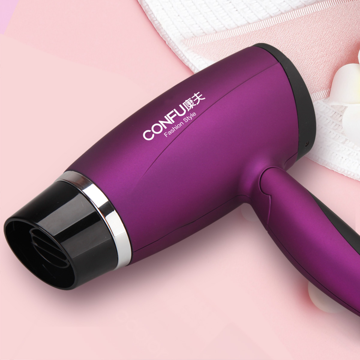 康夫(CONFU)家用电吹风机 KF-5110 可折叠宿舍1800W 3档恒温设计单集风嘴恒温护发过热保护大功率吹风筒高清大图