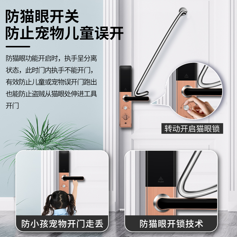 德力西指纹锁家用入户防盗全自动智能通用密码锁手机远程电子开