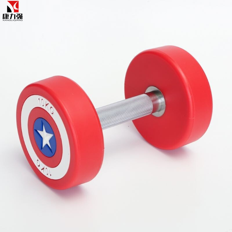 康力强美国队长哑铃商用健身房私教专用PU包胶固定哑铃 单只27.5公斤x1只