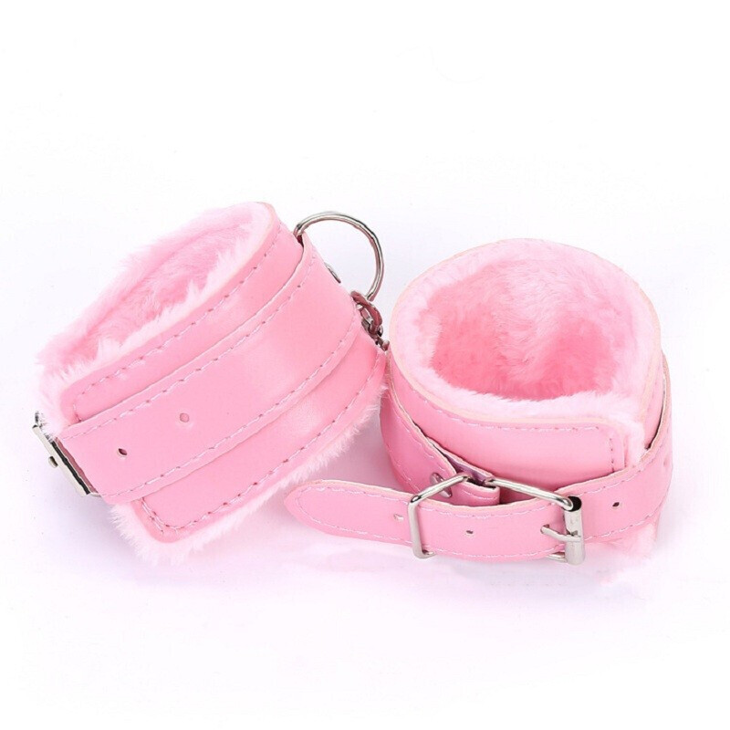sm女用器具 sm情趣用品 SM手铐脚铐颈圈口塞皮鞭眼罩捆绑绳子七件套刑器具调教情趣性用品 手铐-红色高清大图