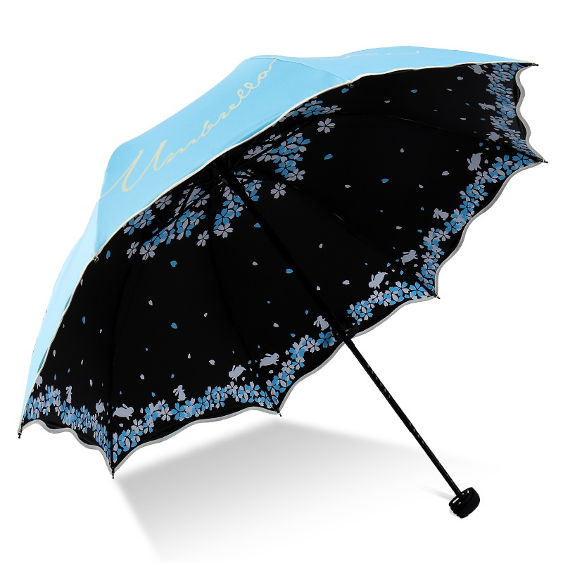 天堂伞雨伞太阳伞防晒伞三折叠晴雨两用唯美女士遮阳7号粉色