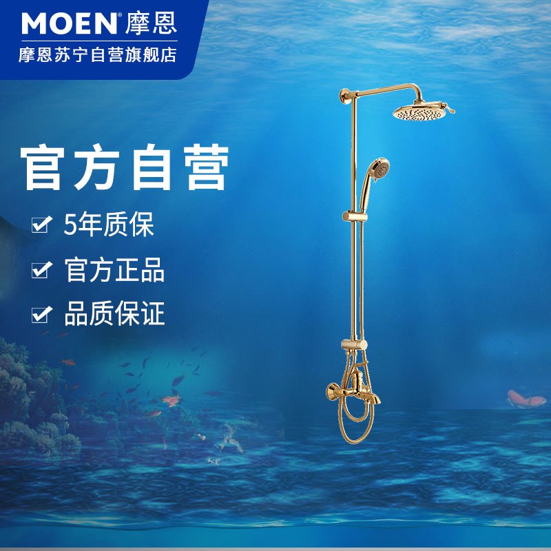 摩恩欧式金色淋浴花洒套装家用淋雨喷头沐浴花洒套装淋浴器16132P