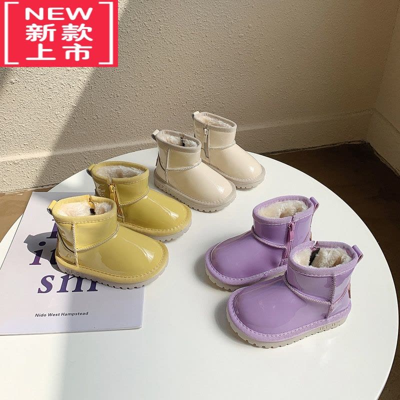 可莉允儿童雪地靴女短靴加厚2022冬季加绒女童防水棉靴男童靴子小童棉鞋图片