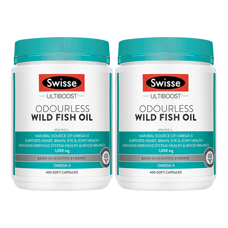 澳洲Swisse成人无腥味深海鱼油胶囊400粒/瓶装 进口鱼油/深海鱼油 高性价比1000mg含量香港保税随机发
