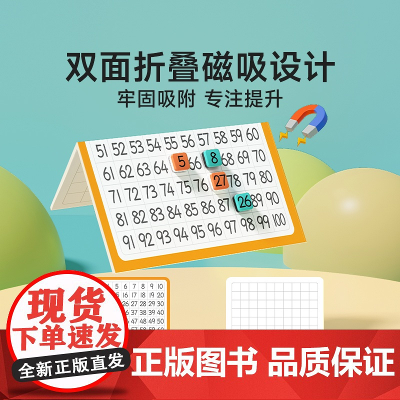 时光学 磁性百数板数学教具儿童启蒙1到100加减乘除3-8岁数学启蒙