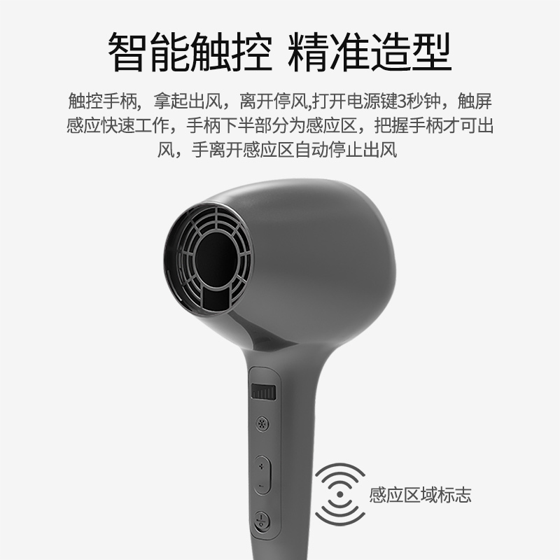 GERY 3D智能触控无叶电吹风家用恒温负离子吹风机发廊理发店专业大功率风筒男女用护发不伤发