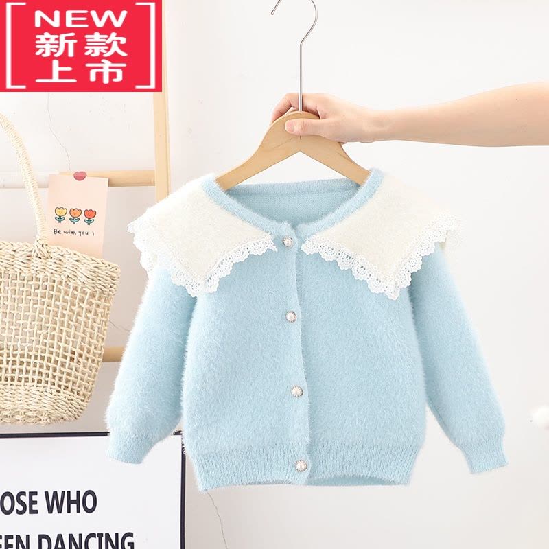 可莉允女童开衫毛衣春秋季童装儿童女宝宝卡通翻领针织衫外套上衣图片