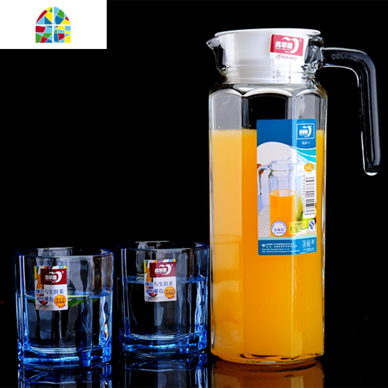 耐热玻璃凉水壶水杯啤酒家用茶杯办公杯子玻璃杯套装定制壶女士杯 FENGHOU D壶(承受温度60度)+2只杯