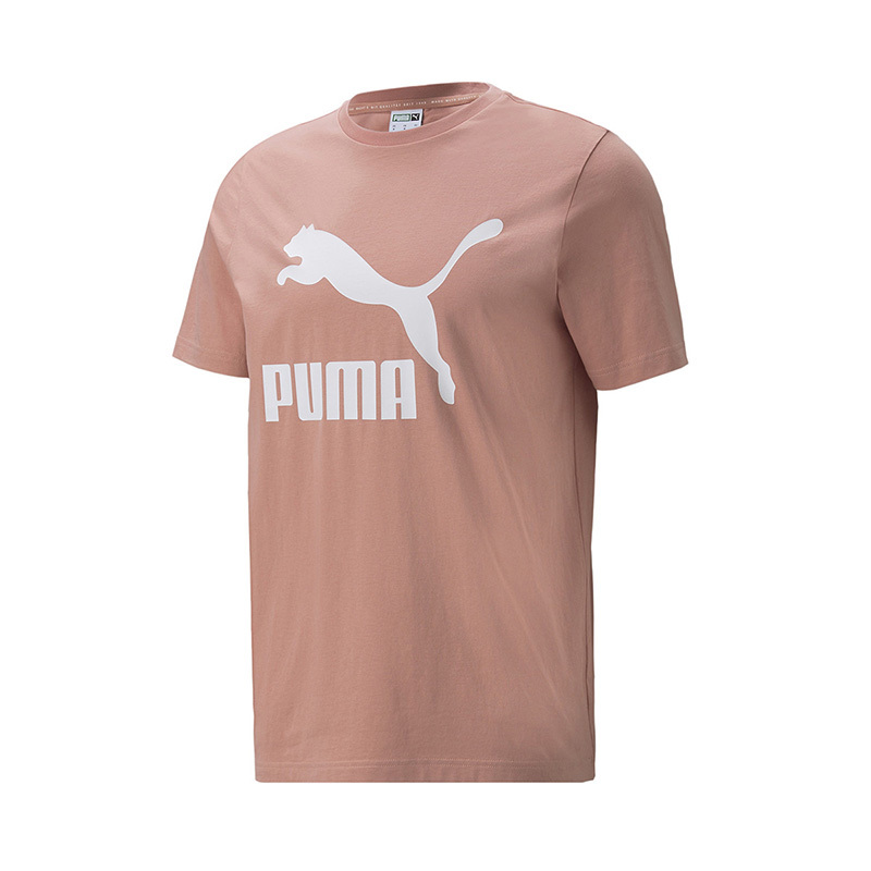puma运动休闲logo印花短袖t恤男款粉色53228024