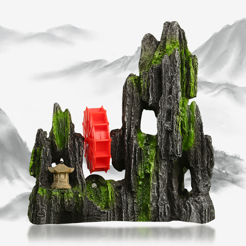 鱼缸树脂假山摆件假山山峰石水族箱装饰造型造景鱼缸布景假山石头高清大图
