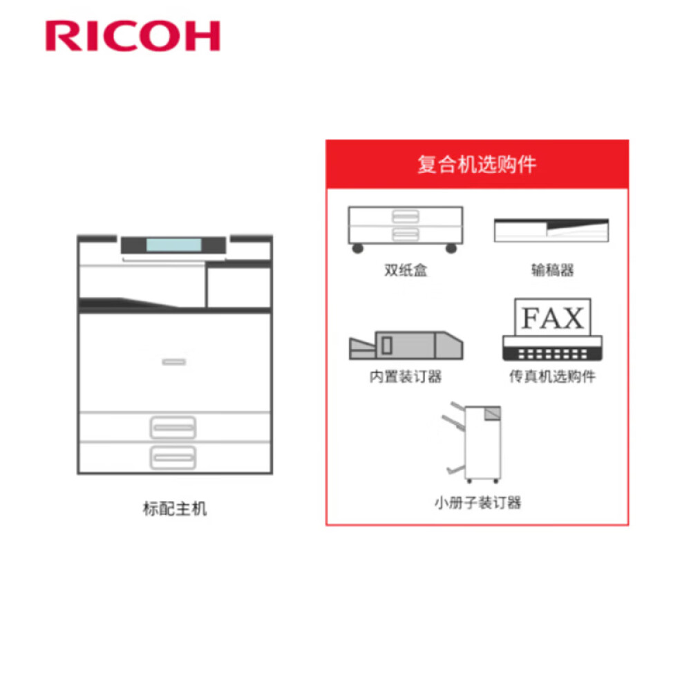 理光(Ricoh)A3/A4黑白激光·复合机 打印复印扫描多功能一体复印打印机 输稿器/双纸盒/工作台 IM3000高清大图