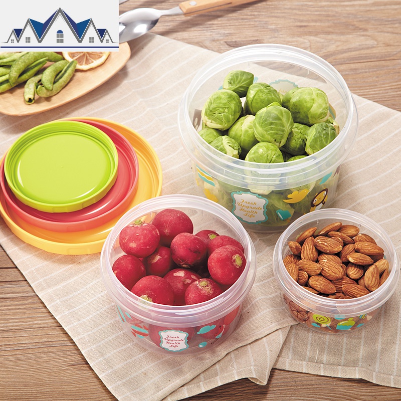 家用冰箱密封保鲜盒套装厨房食品圆形迷你塑料收纳盒食物冷冻盒_1_717高清大图
