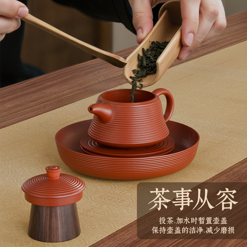 金灶黑檀实木盖置紫砂壶盖托盖碗茶杯承托垫盖垫功夫茶具配件高清大图