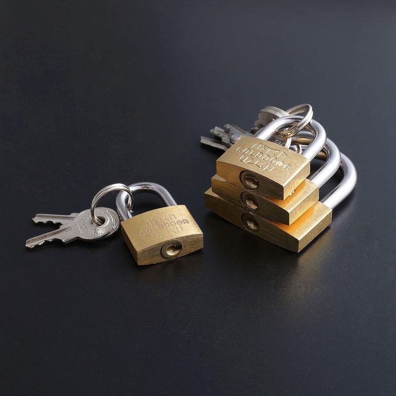 20mm12把吸黄铜单开挂锁通开长锁柜门锁锁具行李箱包迷你家用小锁通开