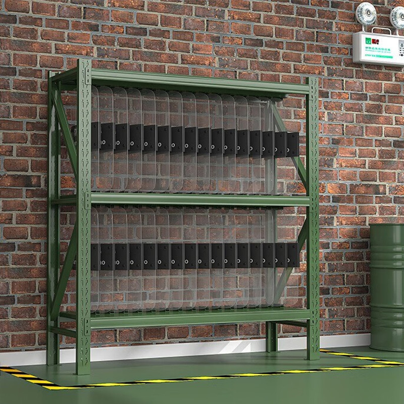 帅畅消防铁锹镐农具摆放架安保装备器材存放架绿色货架双层盾牌重型-主架高清大图