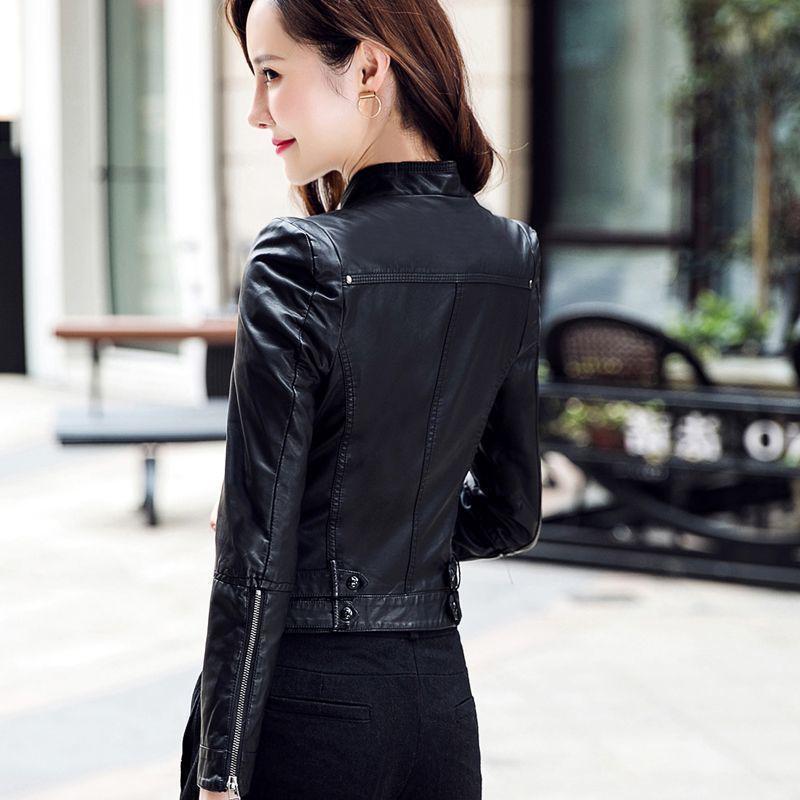 s5xl小皮衣女短款水洗pu皮夹克春秋长袖修身机车chic皮衣外套女