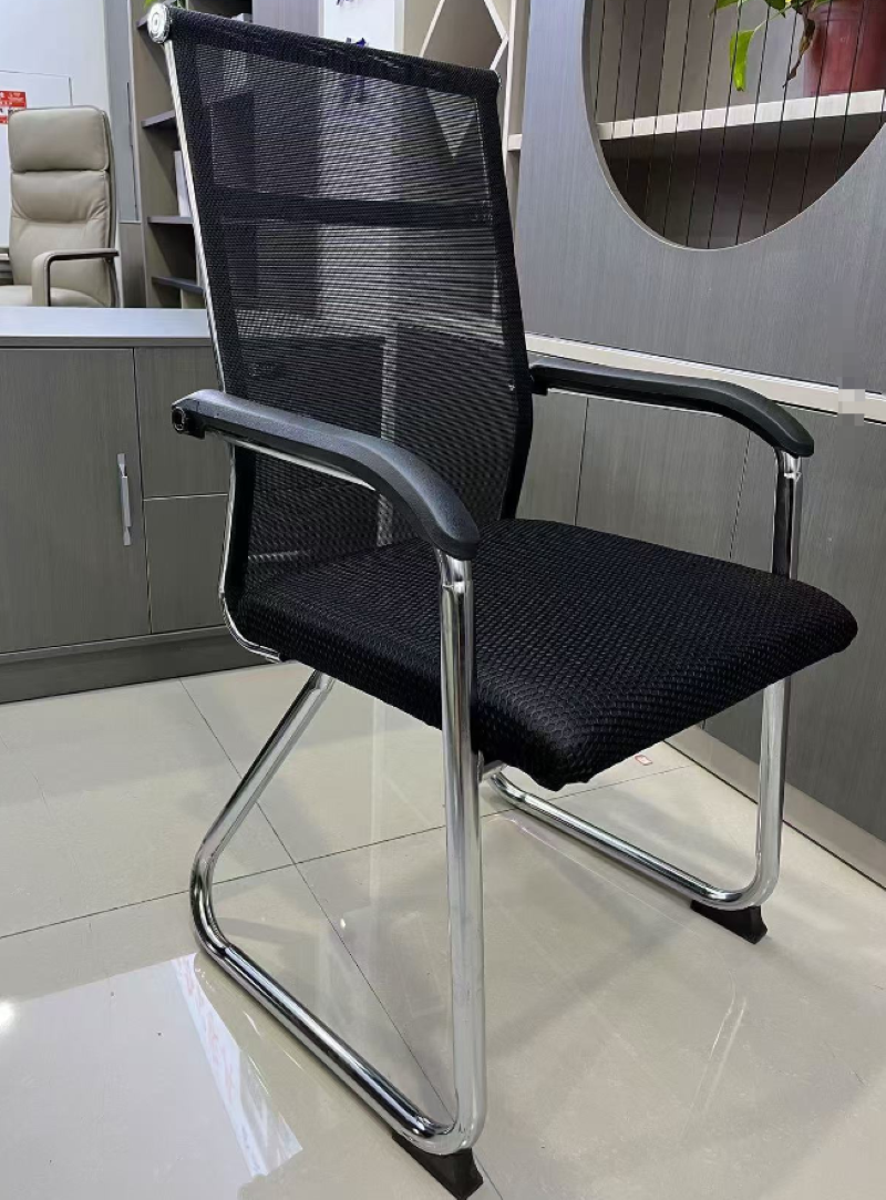 依诗幕会议接待椅子弓字型电脑椅家用椅子黑色高清大图