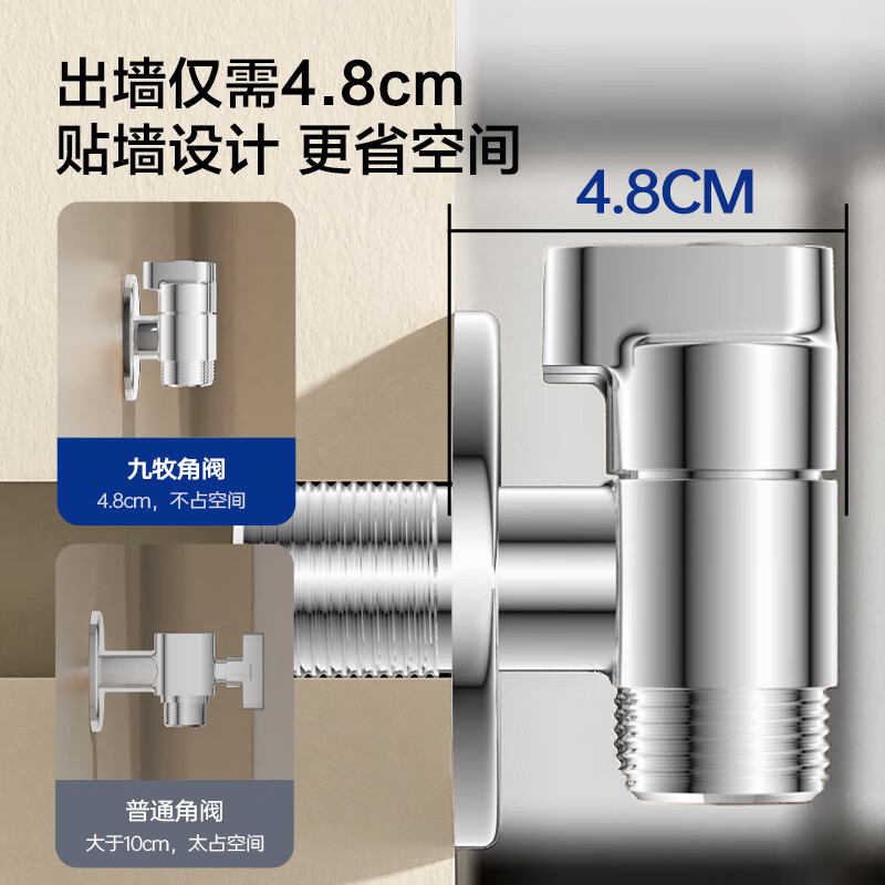 九牧(JOMOO)一进二出角阀铜加厚三通角阀三角阀八字阀冷热水角阀74117/74118高清大图