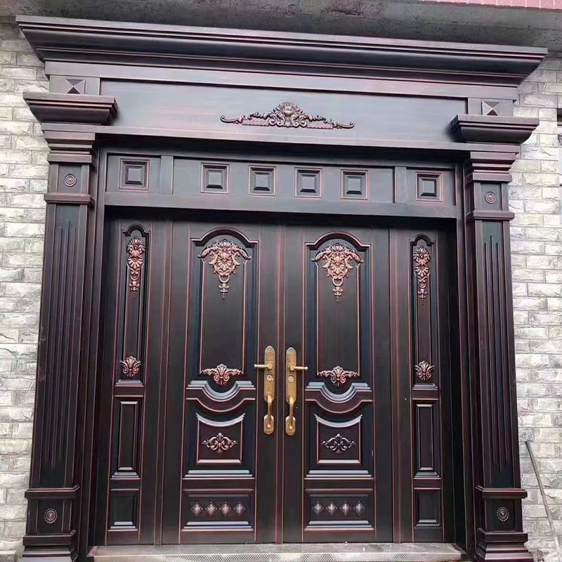 古达定制农村自建房别墅大门双开进户门锌合金入户家用盗乡村庭院仿