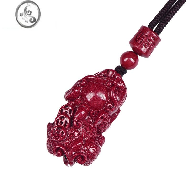 JiMi原矿朱砂财运貔貅吊坠男女项链紫金砂貔貅车钥匙扣包平安挂件图片