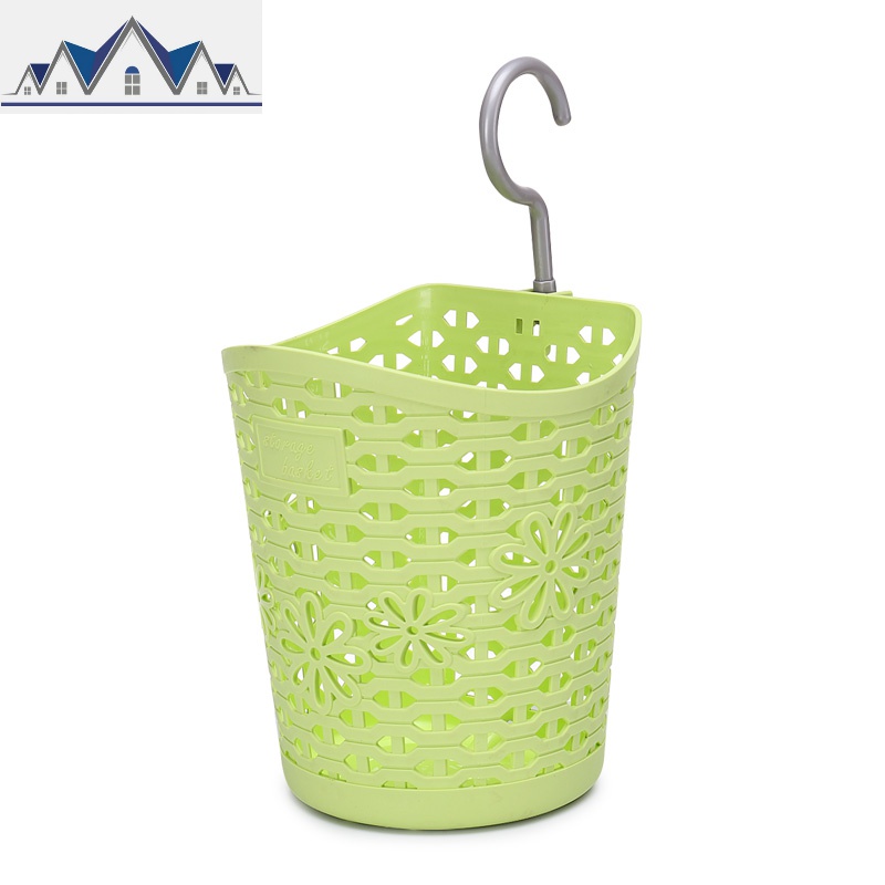 多用途挂篮挂钩收纳篮 浴室 厨房储物篮带 时尚整理蓝 三维工匠 草绿色中号