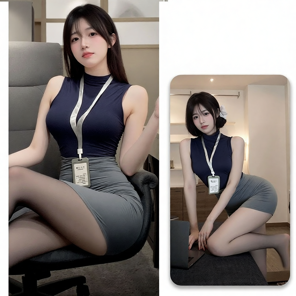 硕遥情趣内衣性感御姐风秘书制服套装ol纯欲修身包臀裙职业装501 深灰（上衣+裙子+胸牌+丁字裤）