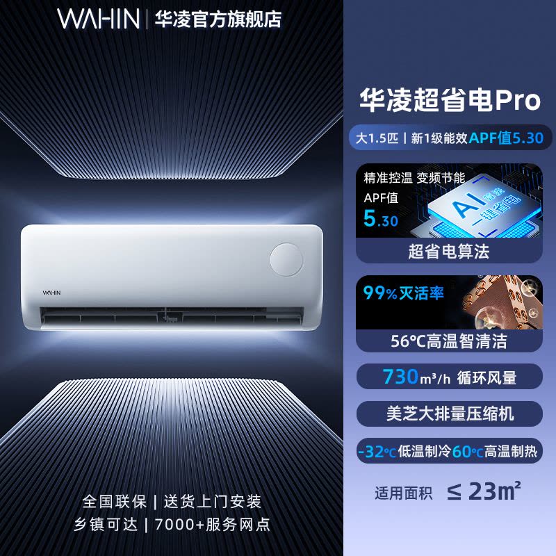 华凌(WAHIN)空调大1.5匹超省电Pro新一级能效家用巨省电变频冷暖智能挂机KFR-35GW/N8HA1Ⅲ-P图片