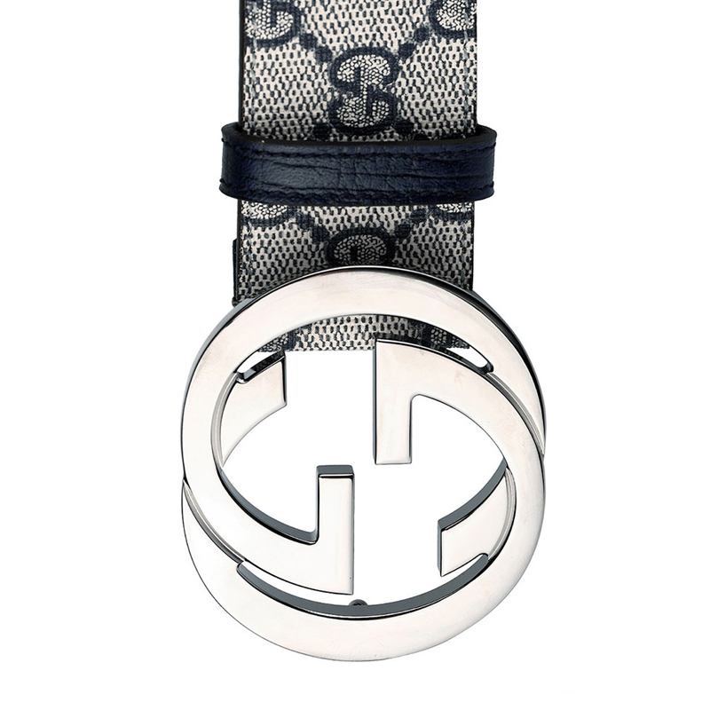 【优享】GUCCI 古驰 印花蓝色PVC配皮男士腰带 114984-KGD1R-4075 蓝色印花90CM