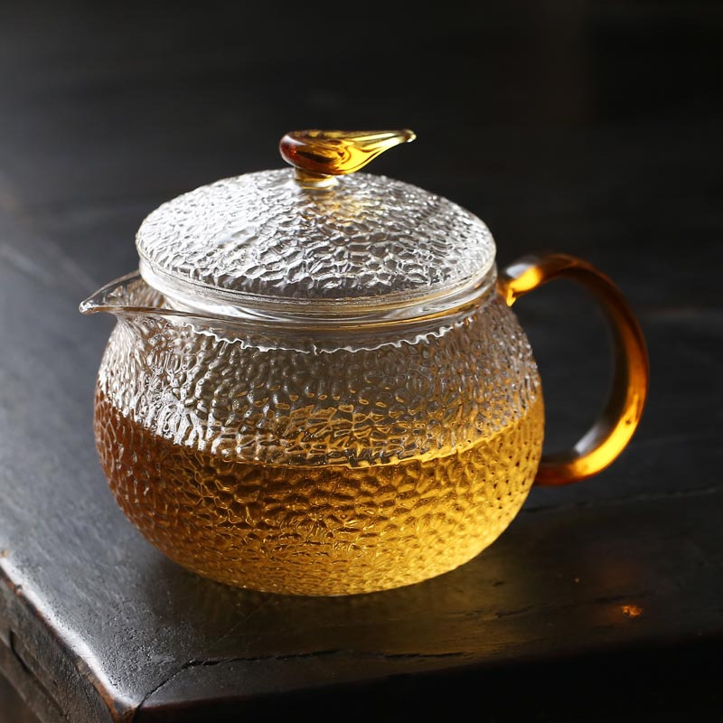 栖凤居 锤纹耐热玻璃茶壶家用茶具 可加热耐高过滤温煮茶器泡茶壶