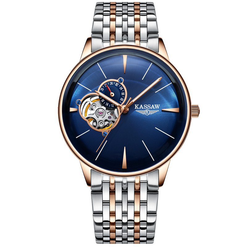 卡梭kassaw手表男时尚自动机械表镂空曲面防水男表商务休闲男手表k873