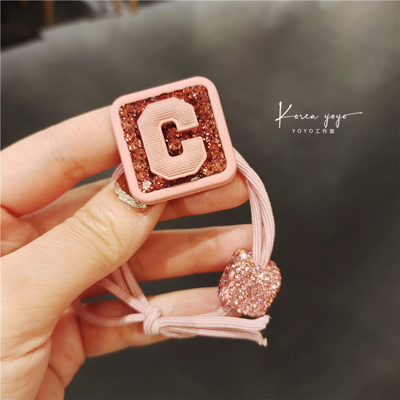 爱心款高级感韩国粉色发绳头绳可爱时尚镶钻水钻扎头发橡皮筋发饰头饰