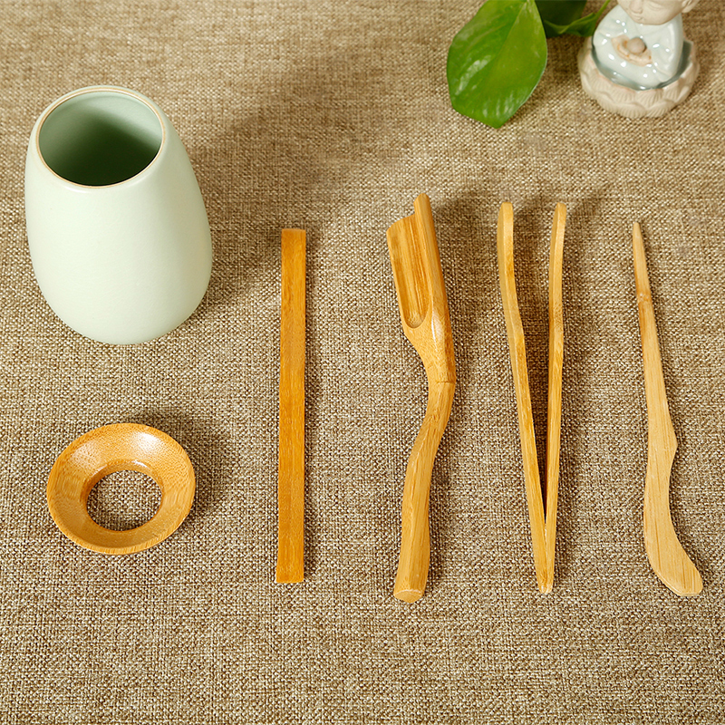 常生源 仿宋汝窑茶道实木六君子茶针茶铲茶夹 汝窑茶道