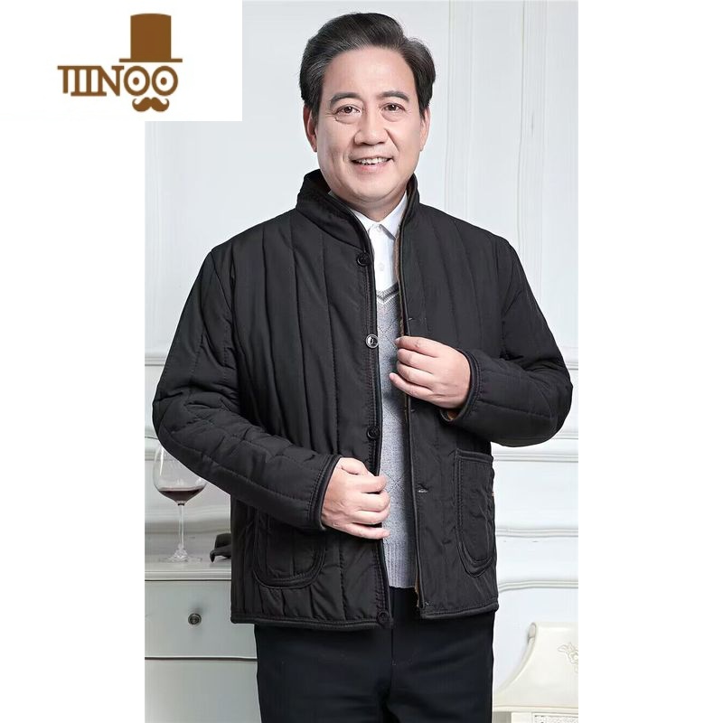 YANXU中老年棉衣男爷爷外公爸爸装加绒加厚新款棉服男装保暖棉袄高清大图
