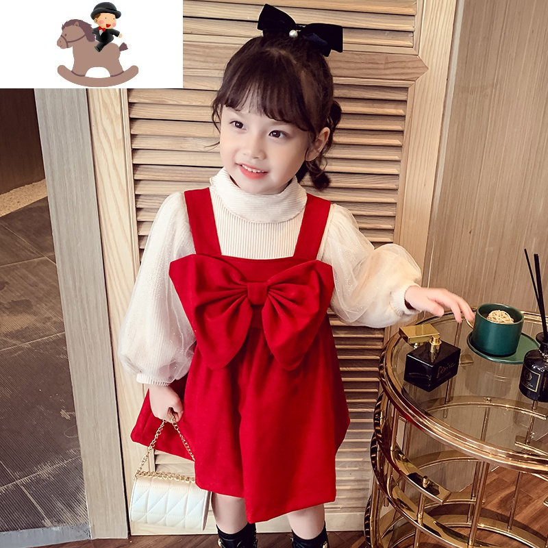 YueBin女童连衣裙2020新款秋冬装洋气韩版儿童套装小女孩两件套公主裙子套装童