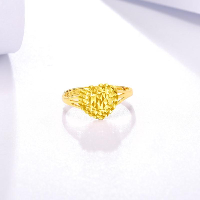 周六福珠宝黄金戒指女款心型999足金戒指计价aa010848