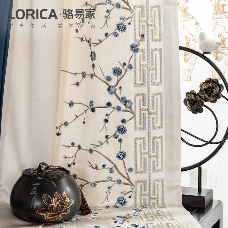 家柏饰(CORATED)客厅新中式窗帘新款主卧室全遮光布 大气飘窗纱帘图片