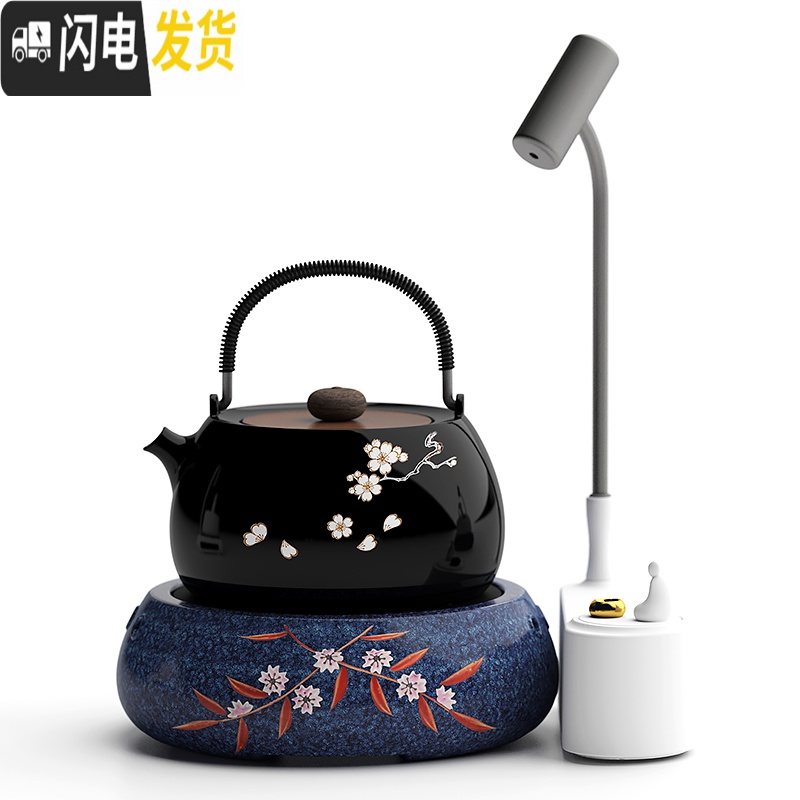 三维工匠台湾龟鸟烧 樱の季 电陶炉茶炉功夫茶壶玻璃壶煮茶器老铸铁壶黑茶 1.5拙家T5玻璃壶茶具高清大图