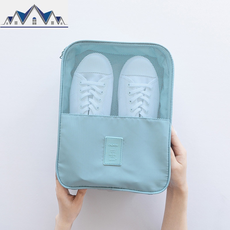 运动鞋防尘罩鞋包收纳袋旅行装鞋子的整理包便携手提鞋袋_11_577 3层鞋袋-天蓝色