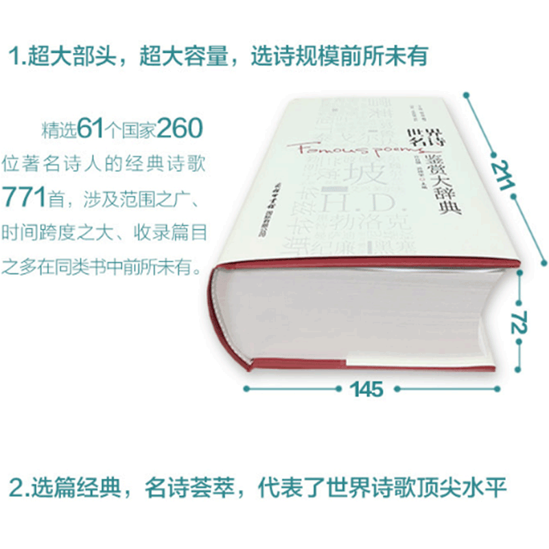 [正版]世界名诗鉴赏大辞典 外国诗歌 世界诗歌史百科全书 儿童文学儿童诗歌朗读者 初中诗歌书 中外诗歌大全 儿童诗歌高清大图